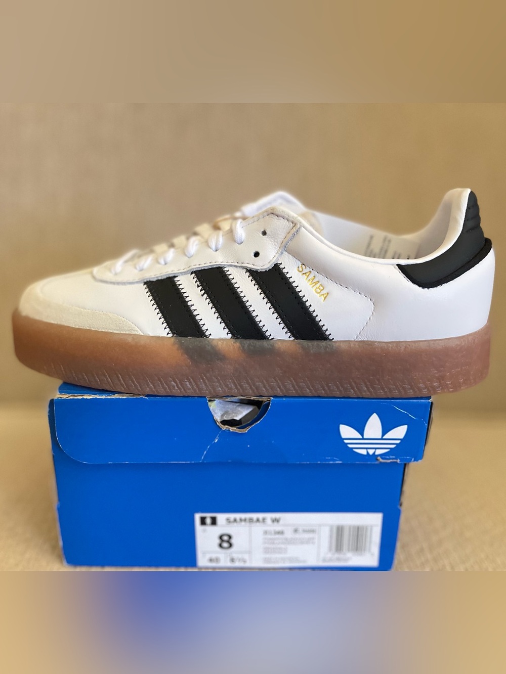 Size 8 - Adidas Originals Sambae W Cloud White Women's JI1349 BRAND NEW
